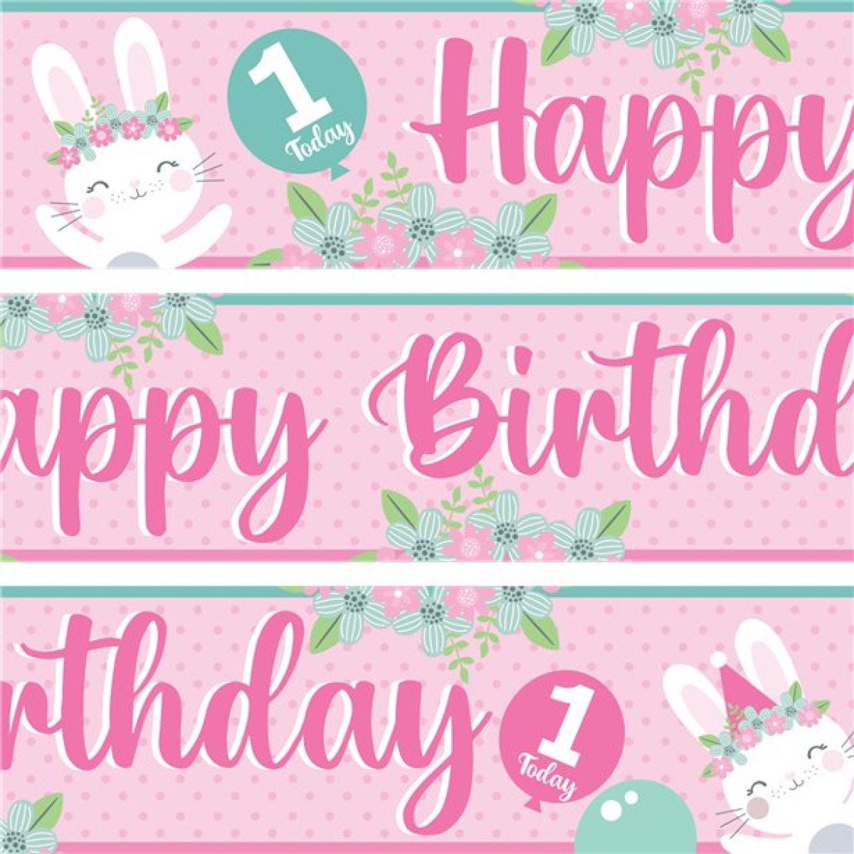 Birthday Bunny Paper Banners - 1m