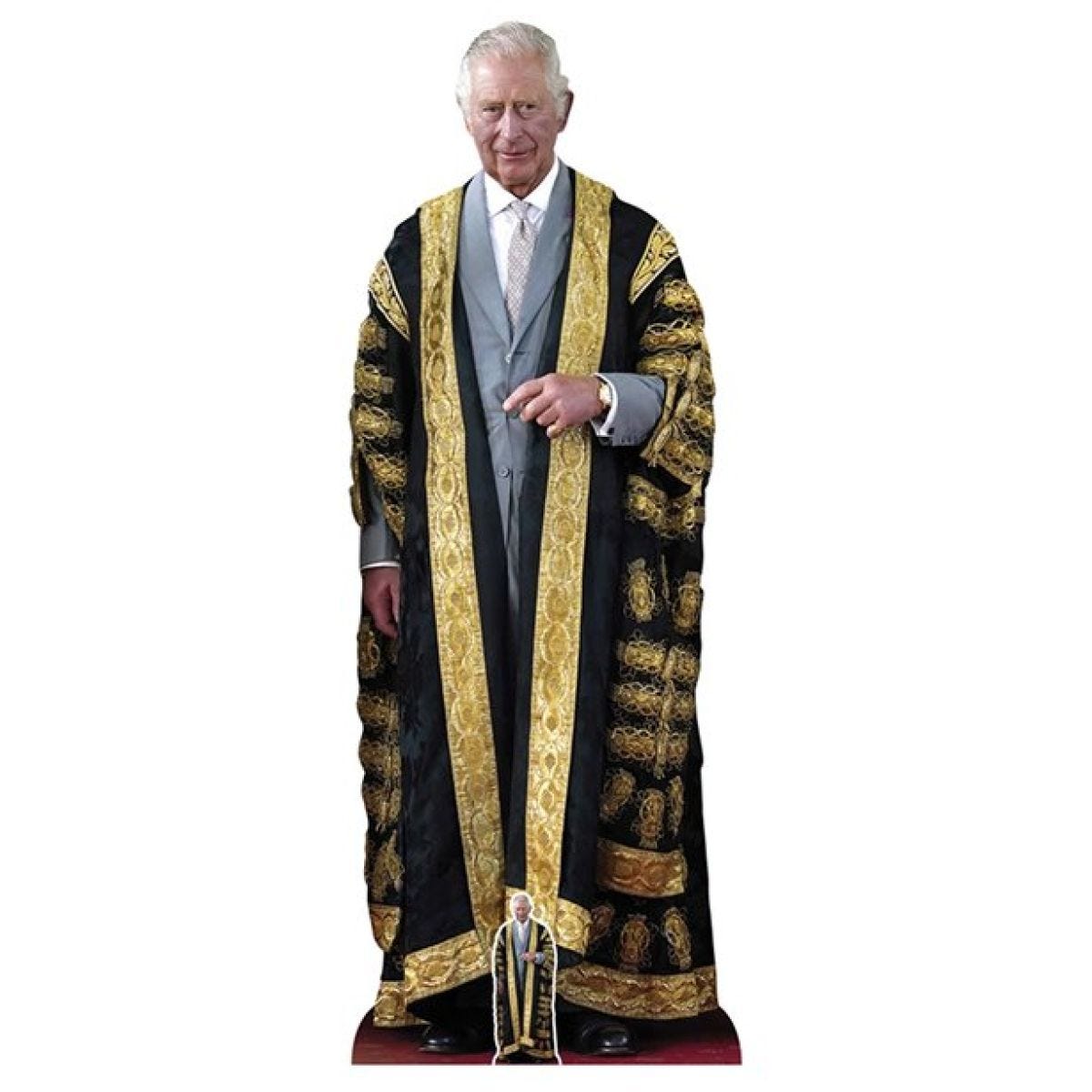King Charles III Gold Cardboard Cutout - 179cm x 67cm