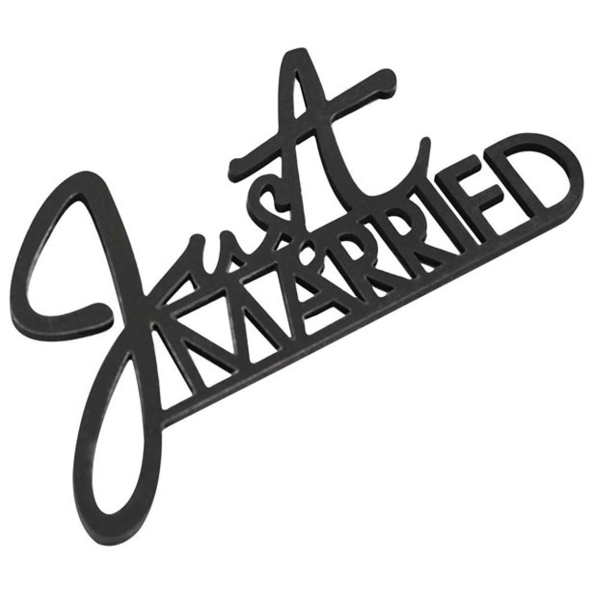 Contemporary Wedding Black Wooden &apos;Just Married&apos; Decoration