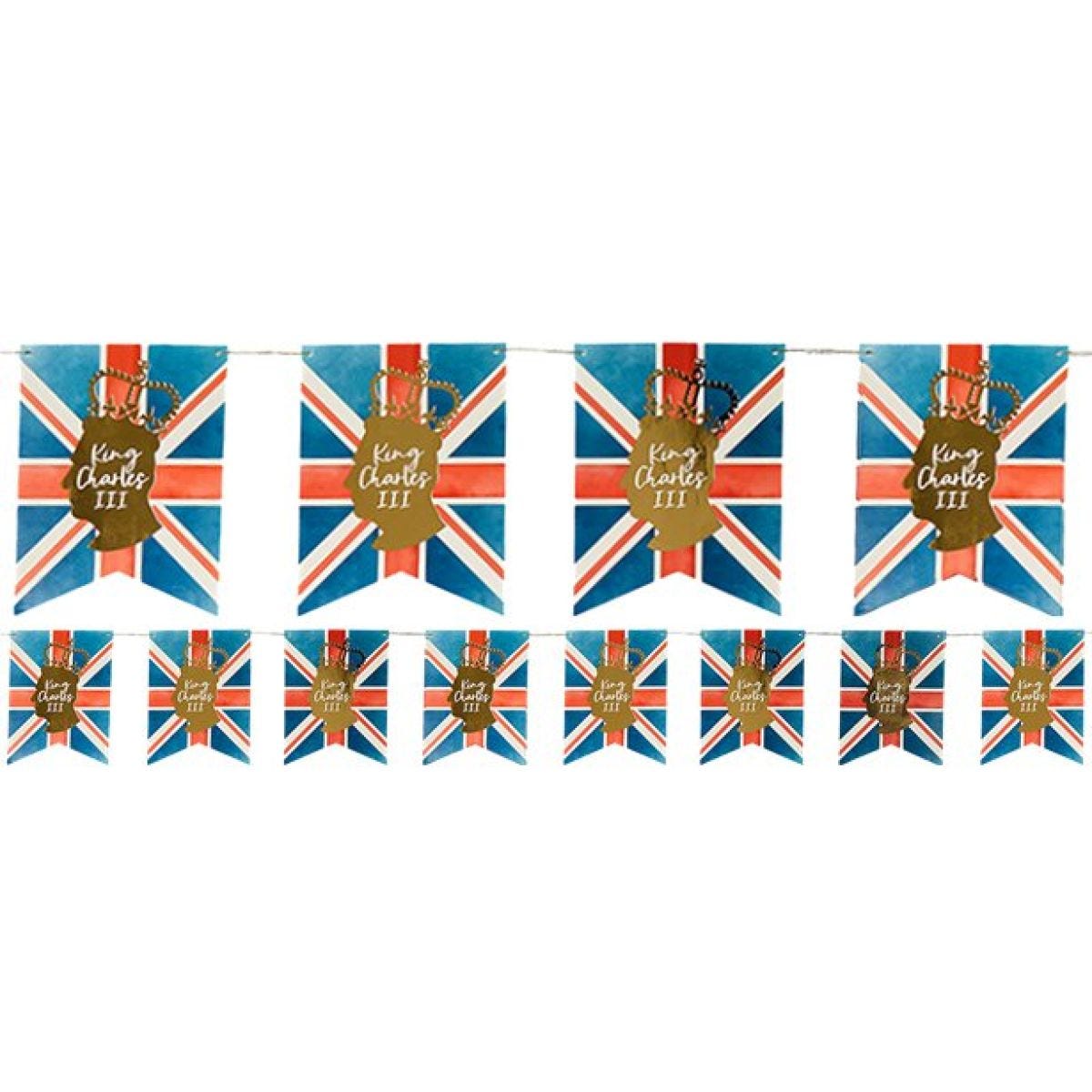 King Charles Paper Flag Bunting - 3m