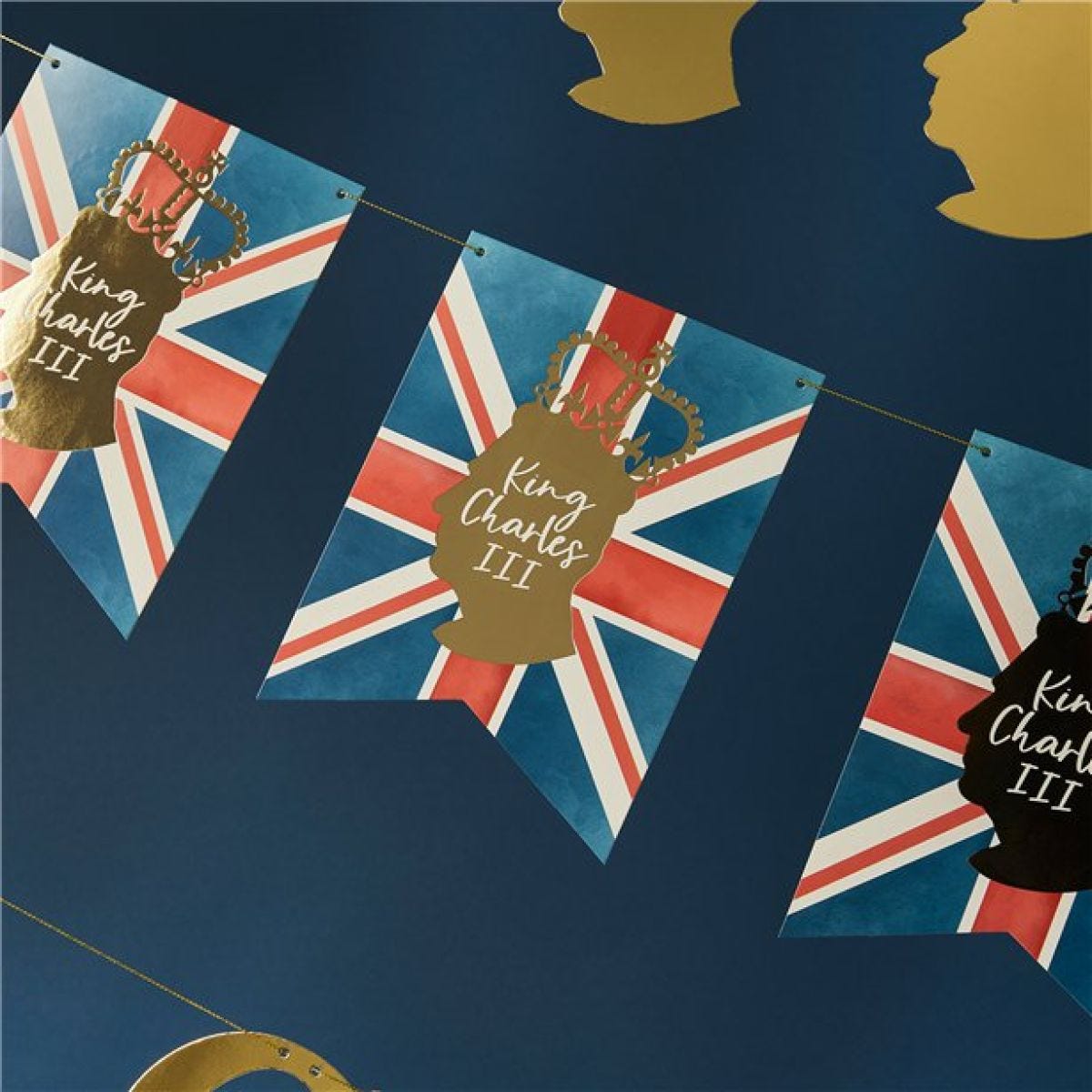 King Charles Paper Flag Bunting - 3m