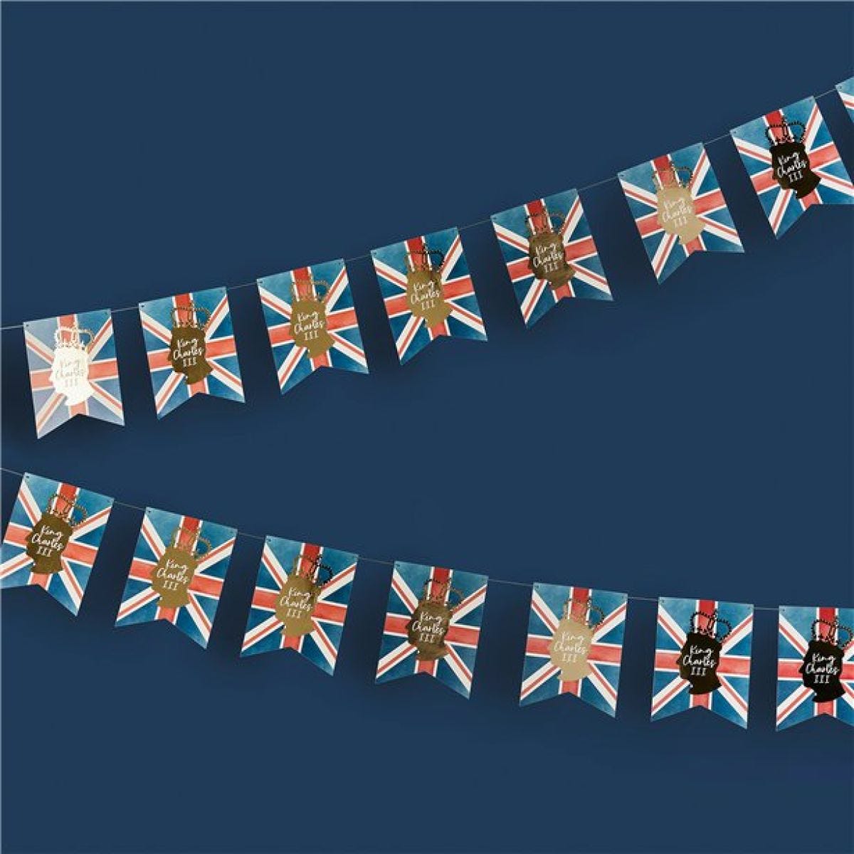 King Charles Paper Flag Bunting - 3m