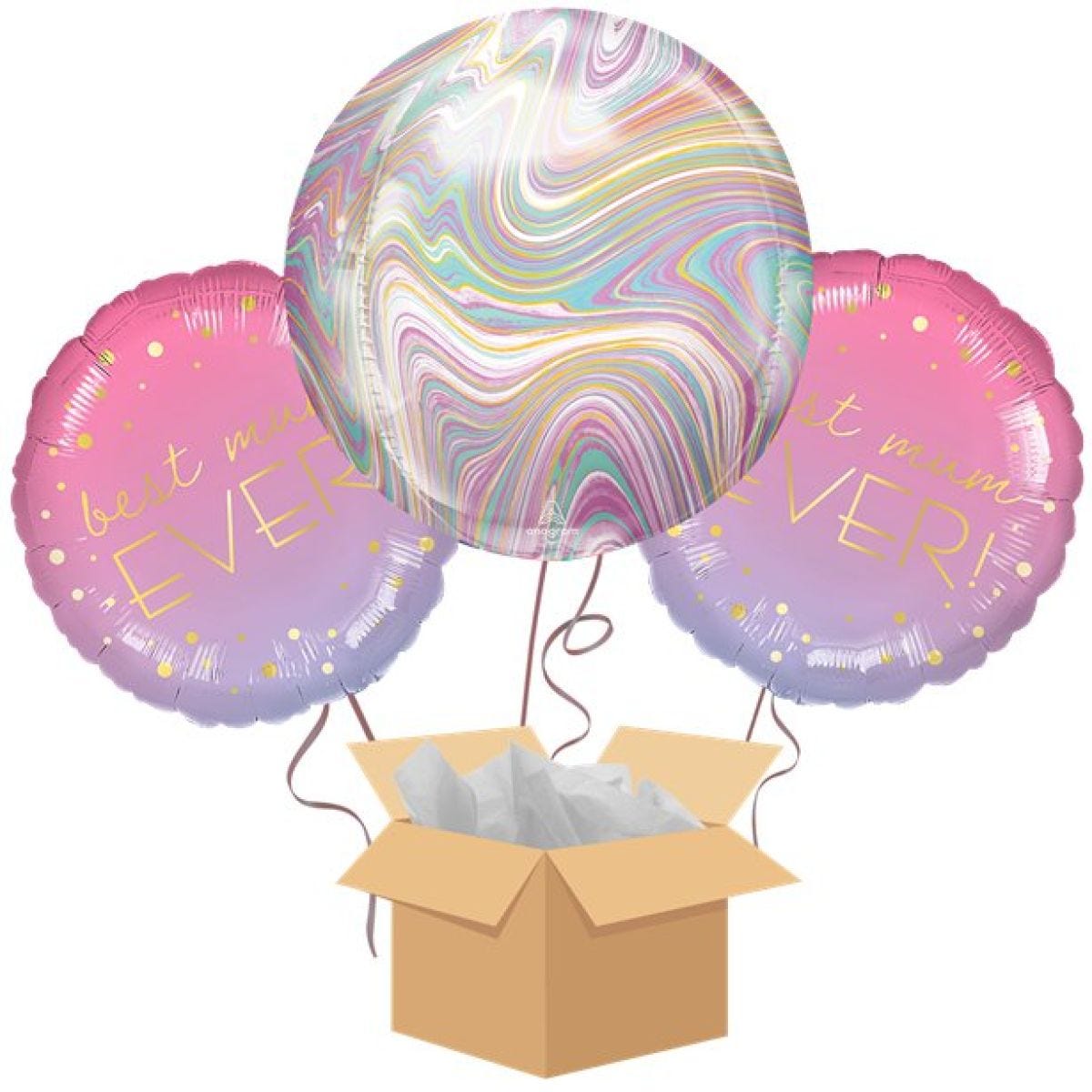 Ombre Best Mum Ever & Orbz Balloon Bouquet - Delivered Inflated
