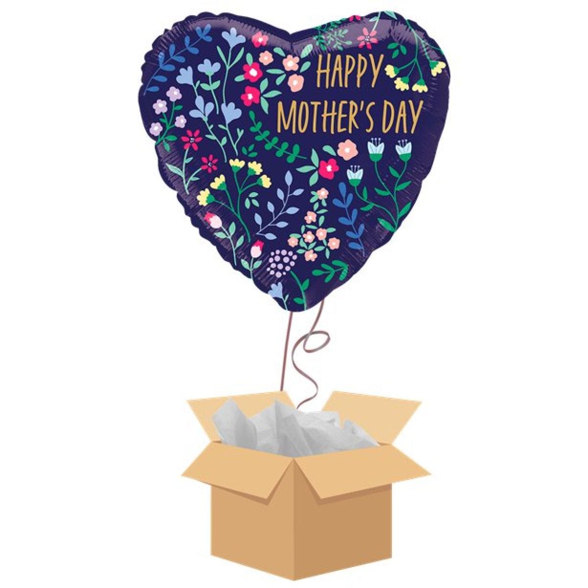 Mother&apos;s Day Floral Heart Balloon - Delivered Inflated