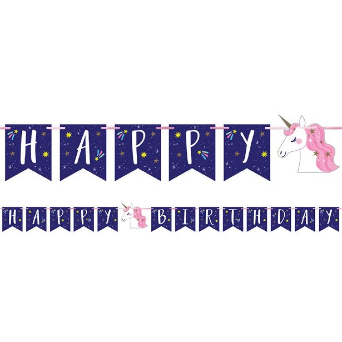 Unicorn Galaxy &apos;Happy Birthday&apos; Paper Letter Banner - 2.3m