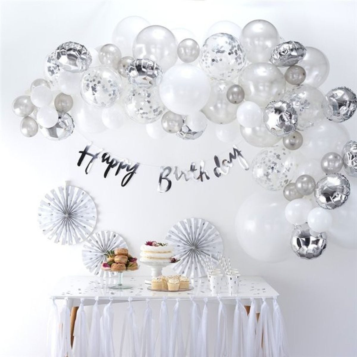 Silver Balloon Arch - 70 Balloons