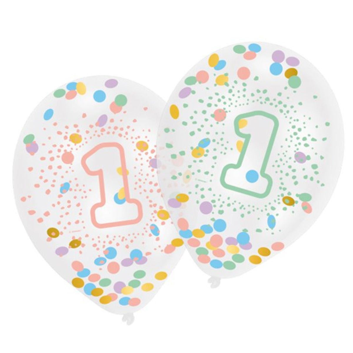 Pastel Rainbow 1st Birthday Confetti Balloons - 11" (6pk)