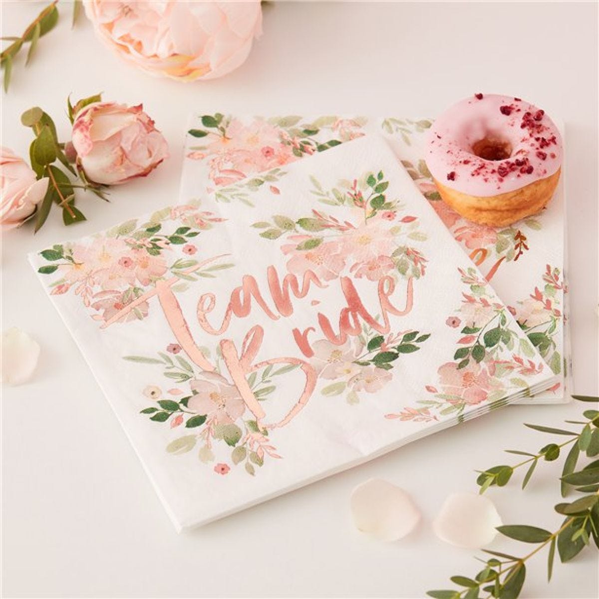 Floral Hen Party &apos;Team Bride&apos; Paper Napkins - 33cm (16pk)