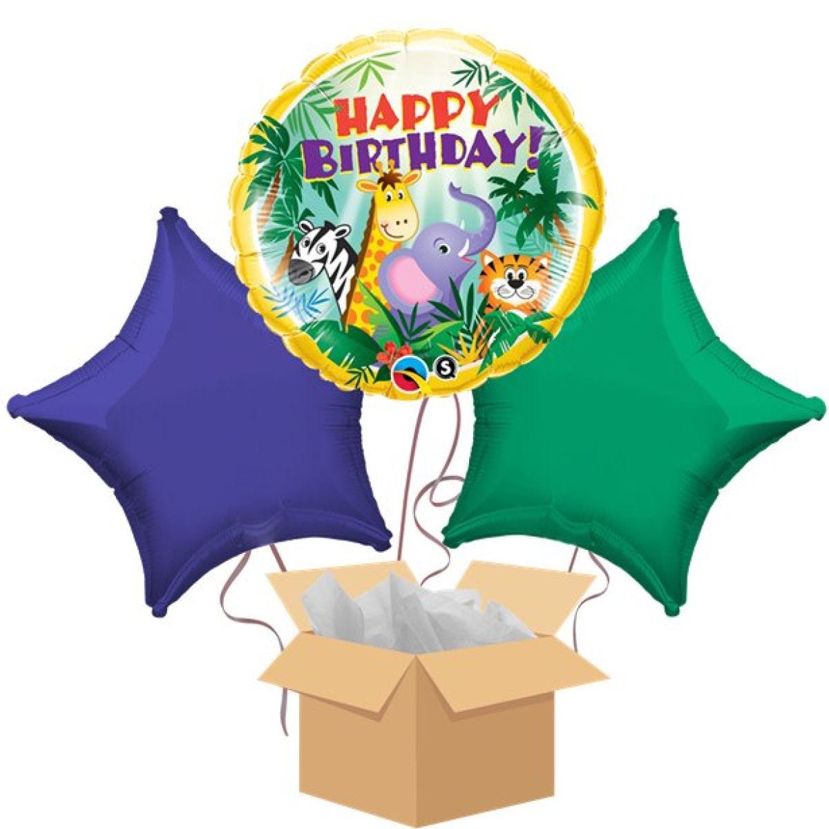 Jungle Happy Birthday Balloon Bouquet - Delivered Inflated