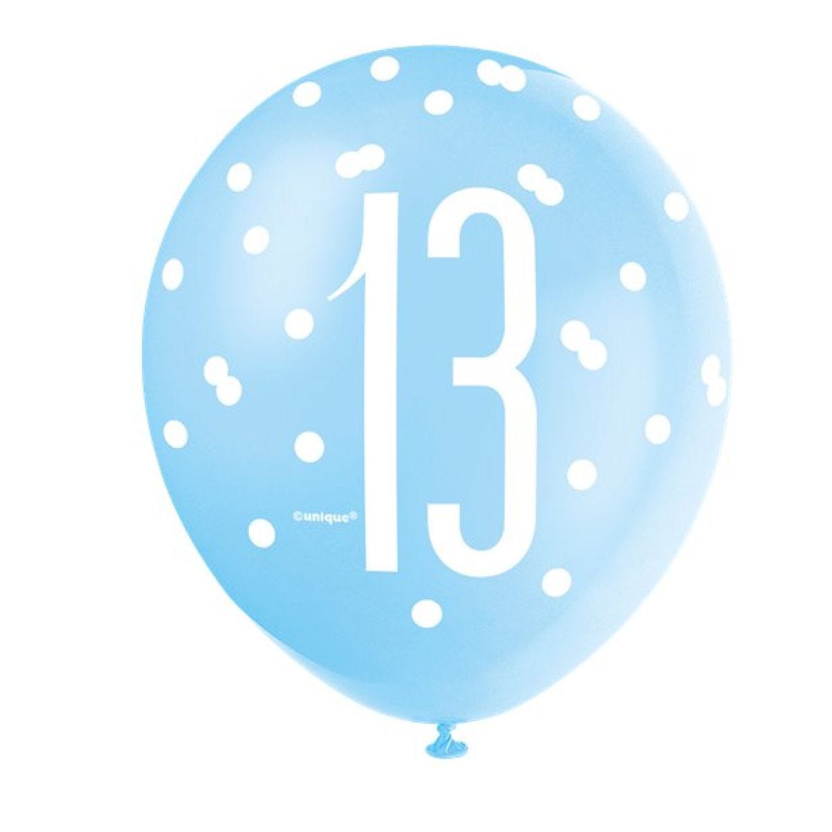 Blue Number 13 Latex Balloons - 12"