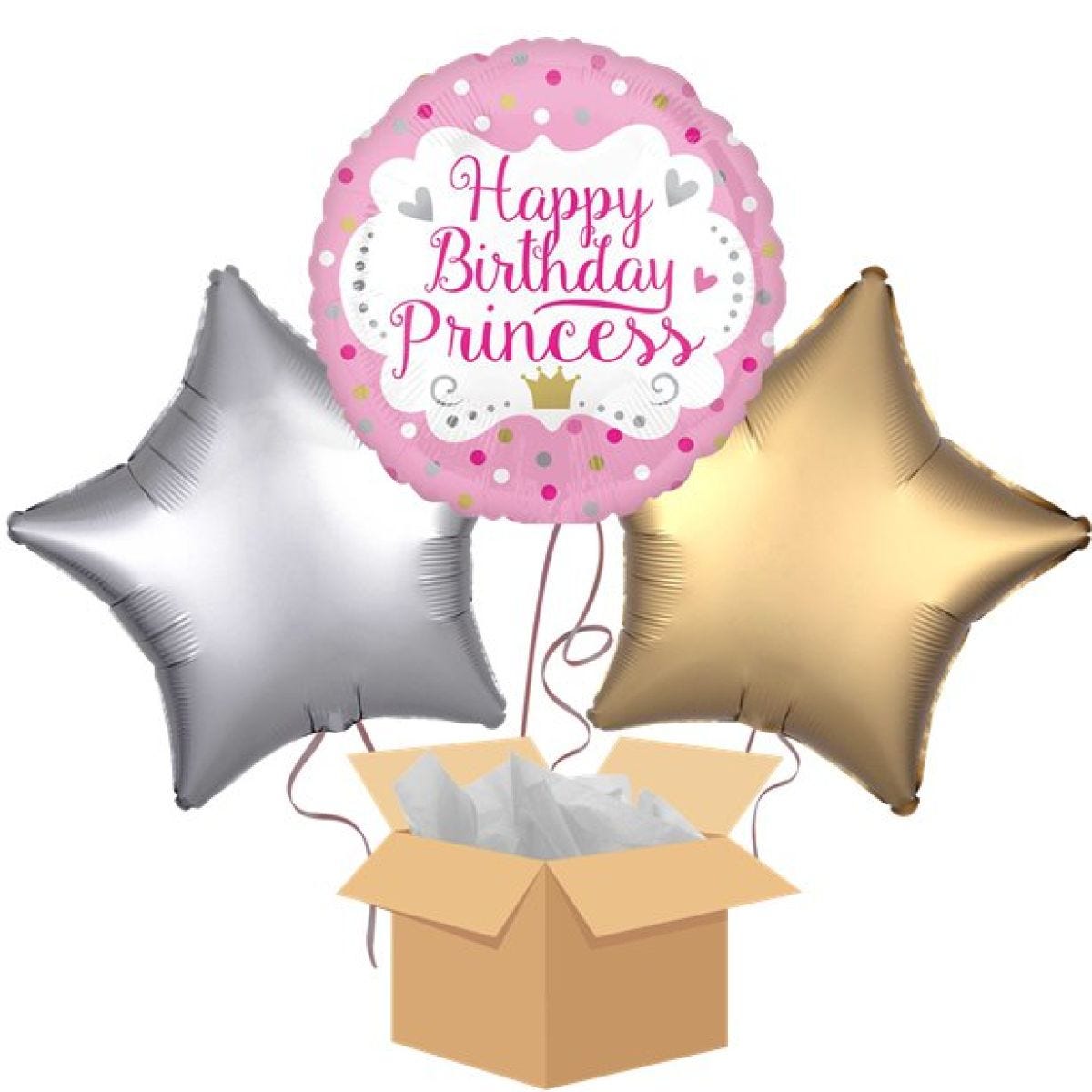 Princess Happy Birthday Balloon Bouquet - Delivered Inflated