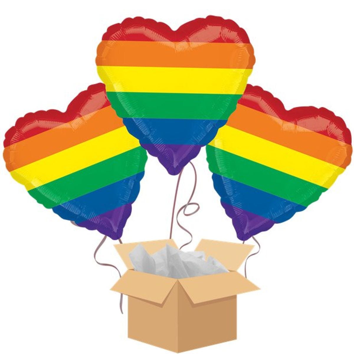 Rainbow Hearts Balloon Bouquet - Delivered Inflated