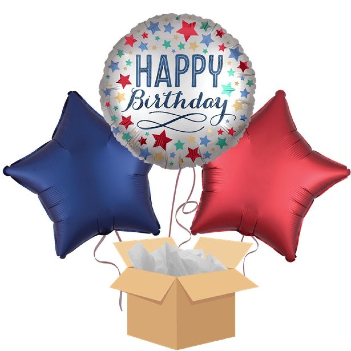 Happy Birthday Stars Balloon Bouquet - Delivered Inflated