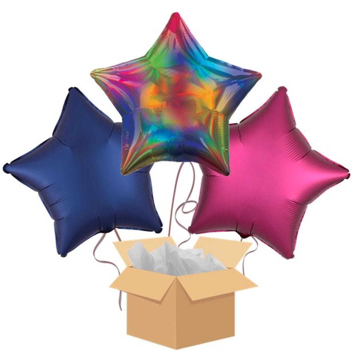 Rainbow Iridescent Star Balloon Bouquet - Delivered Inflated