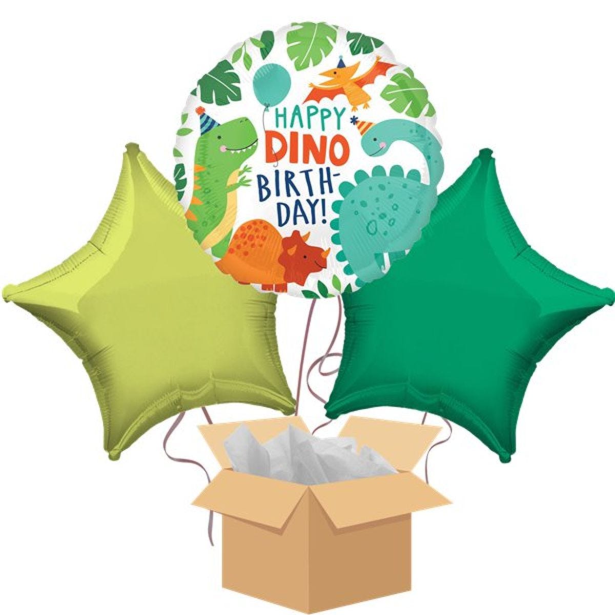 Dinosaur Happy Birthday Balloon Bouquet - Delivered Inflated