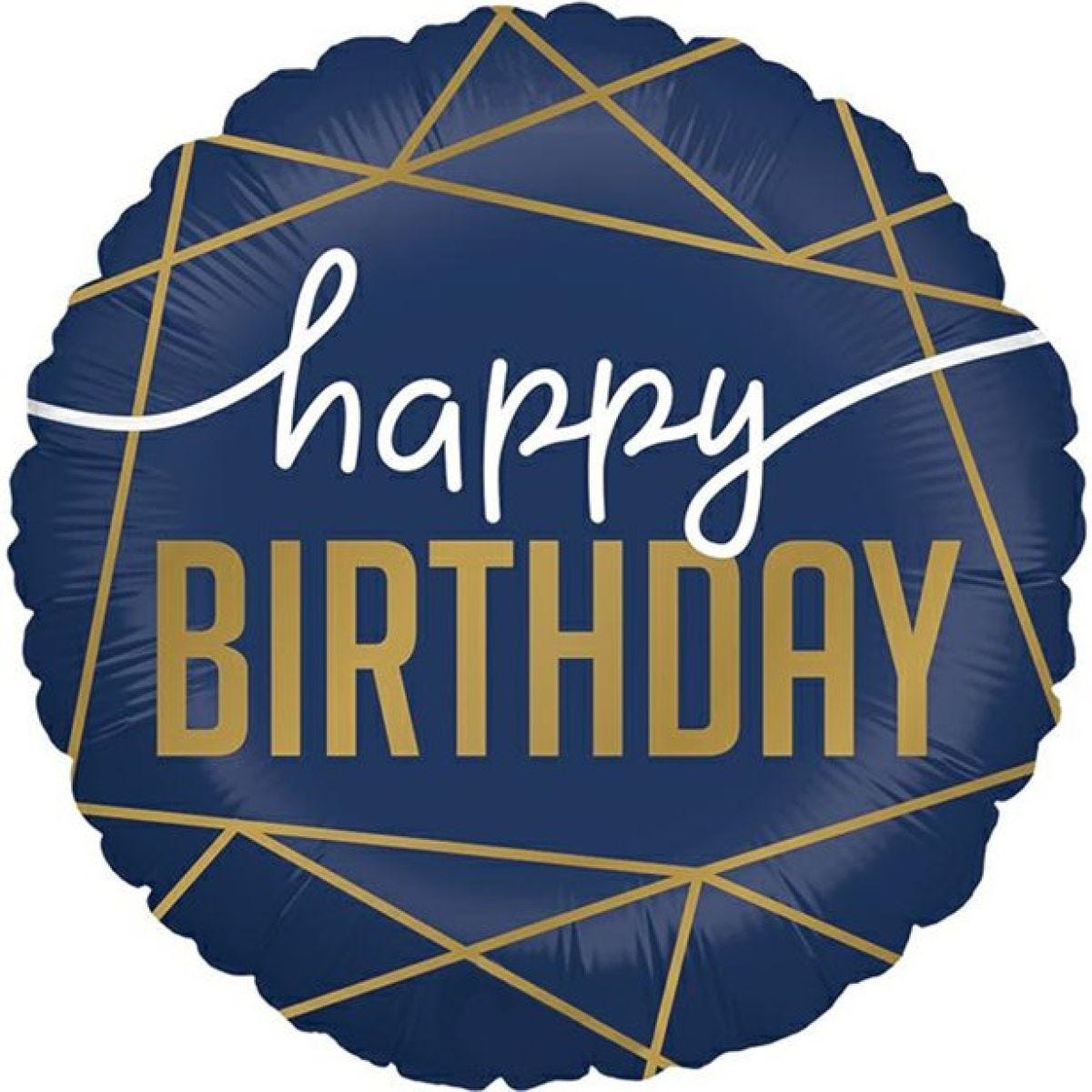 Happy Birthday Navy Geode Balloon - 18" Foil