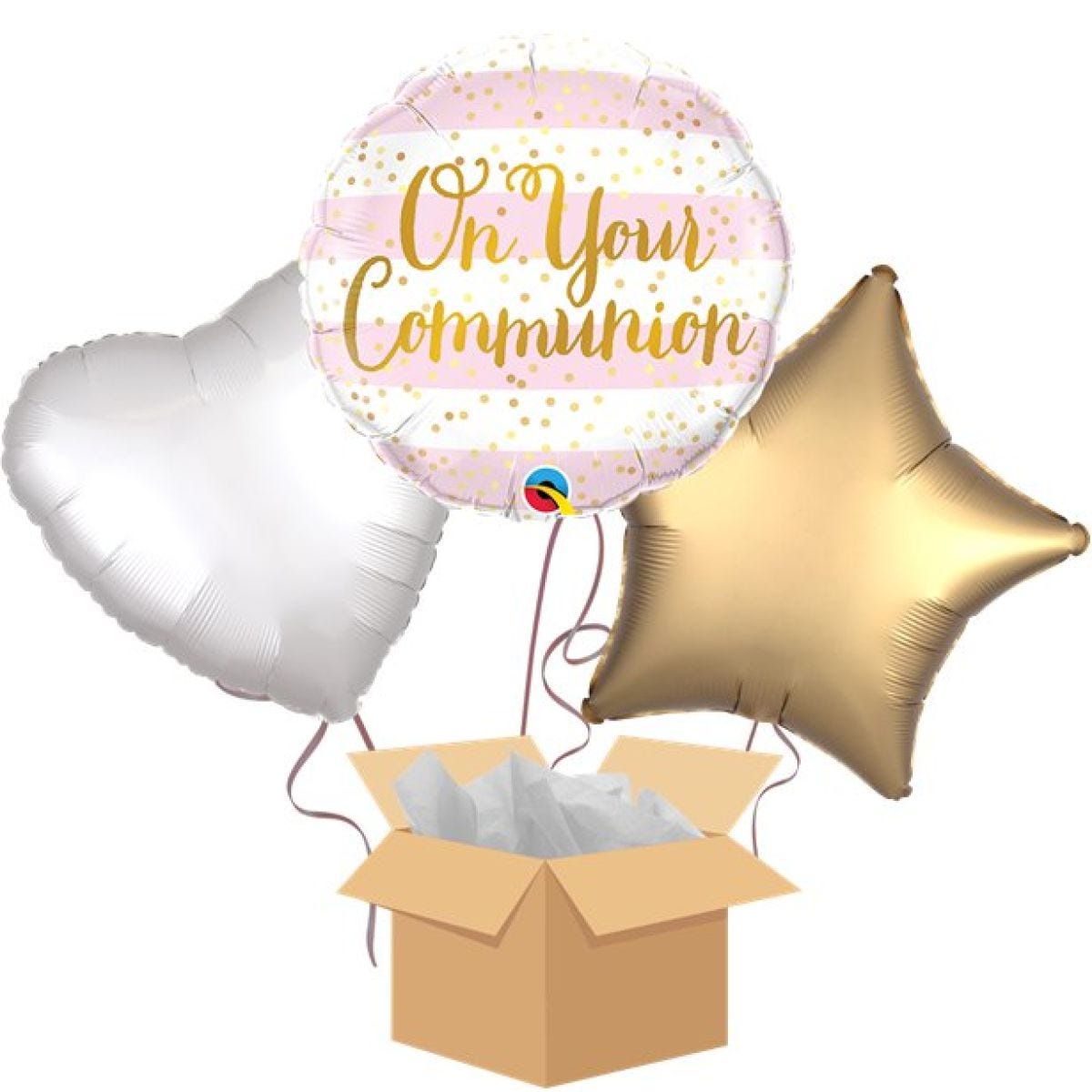 On Your Communion Pink Balloon Bouquet - Delivered Inflated