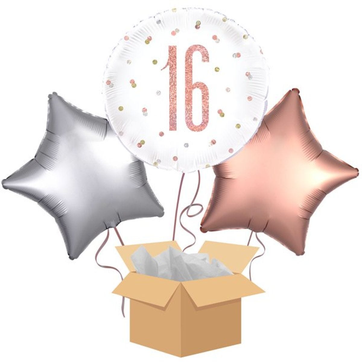 16 Rose Gold Glitz Balloon Bouquet - Delivered Inflated