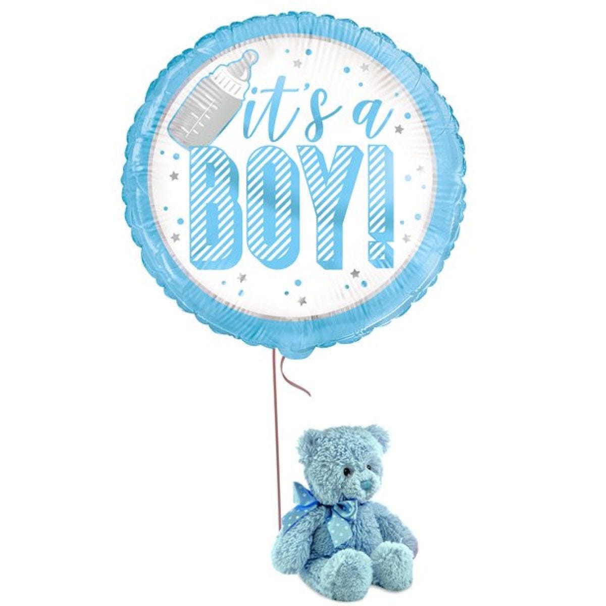 Blue Bear & It&apos;s A Boy Balloon - Delivered Inflated