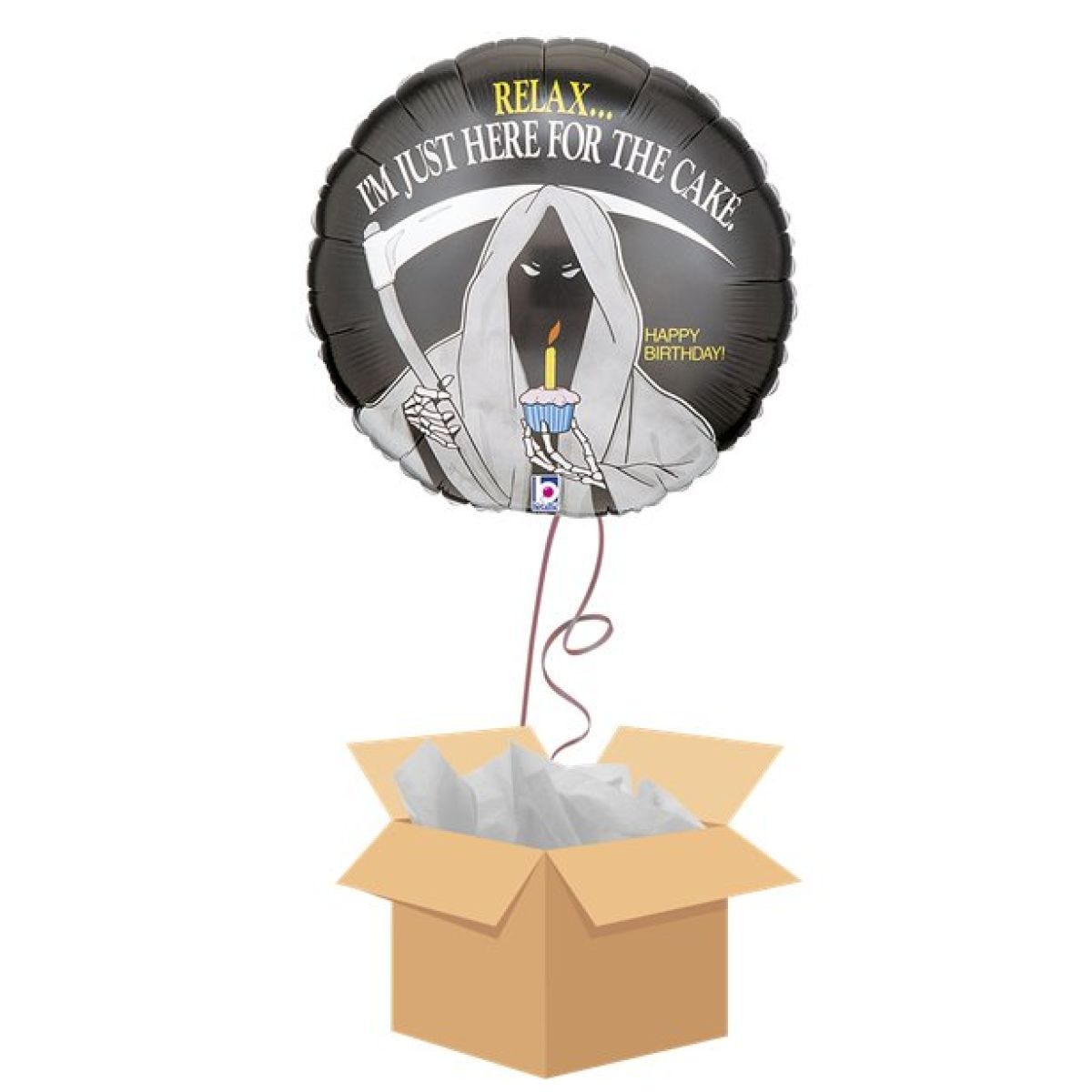 Grim Reaper Happy Birthday Balloon - Delivered Inflated