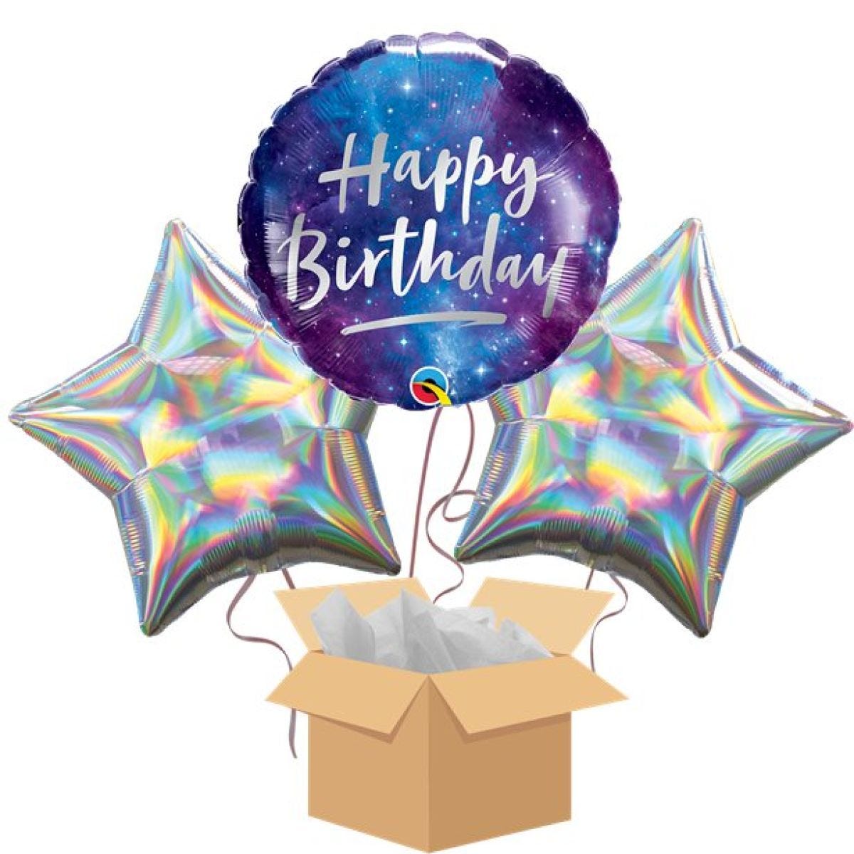 Happy Birthday Galaxy Balloon Bouquet - Delivered Inflated