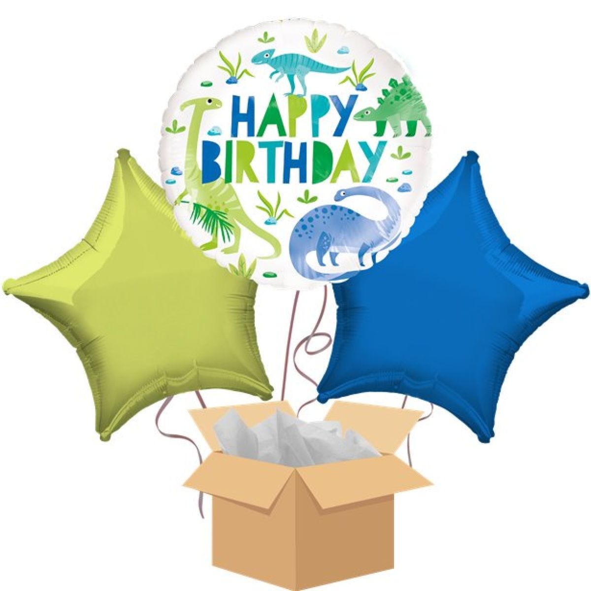 Dino-Roar "Happy Birthday" Balloon Bouquet - Delivered Inflated