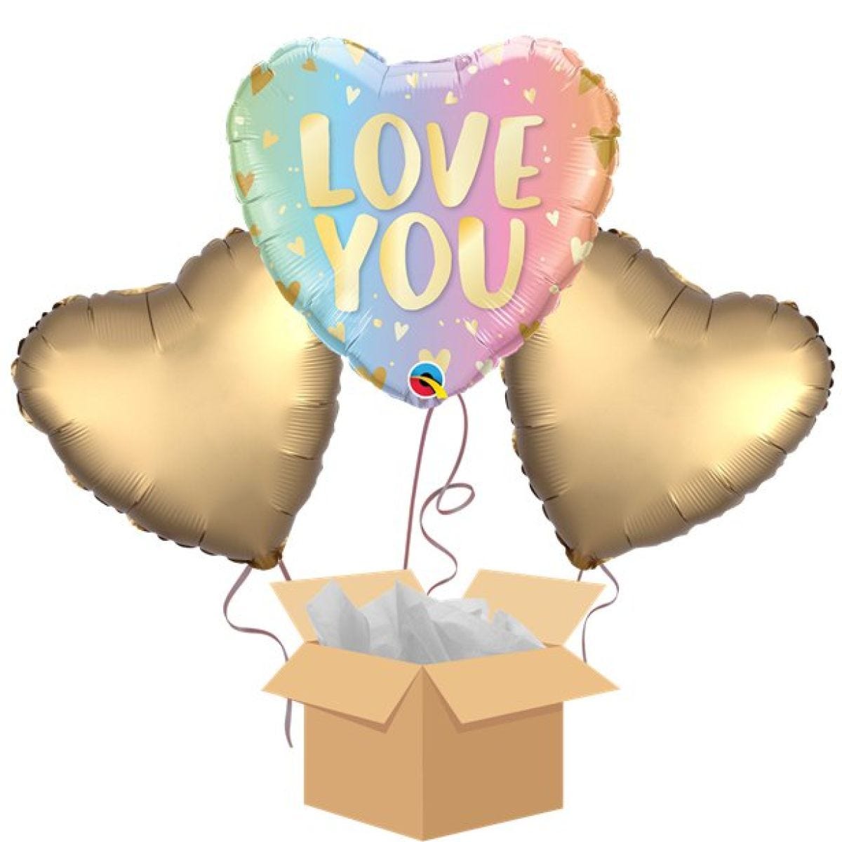 Love You Pastel Balloon Bouquet - Delivered Inflated