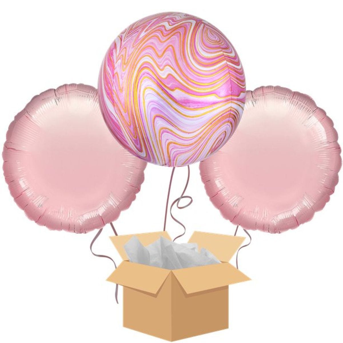 Pink Marblez Orbz Balloon Bouquet - Delivered Inflated