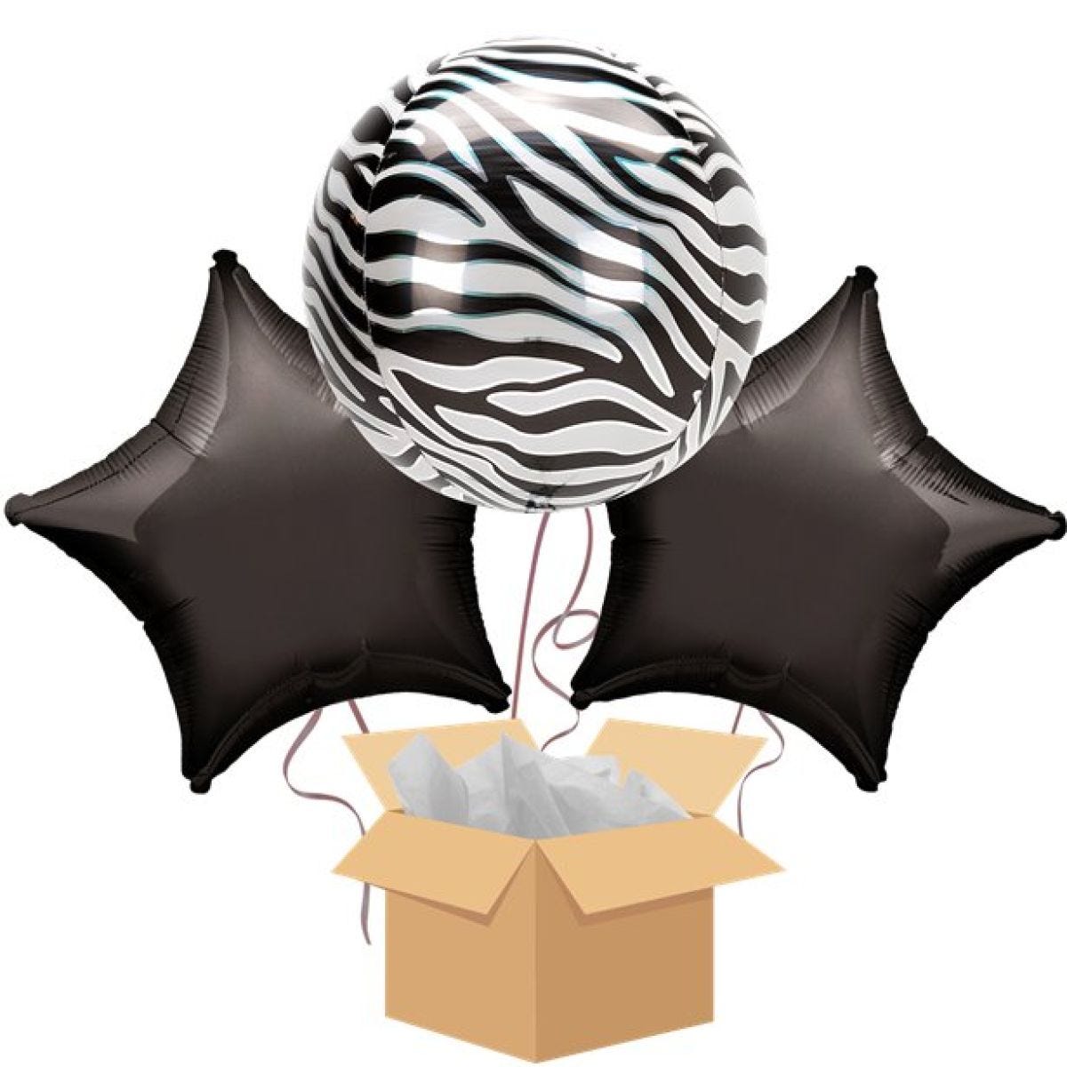 Zebra Orbz Balloon Bouquet - Delivered Inflated