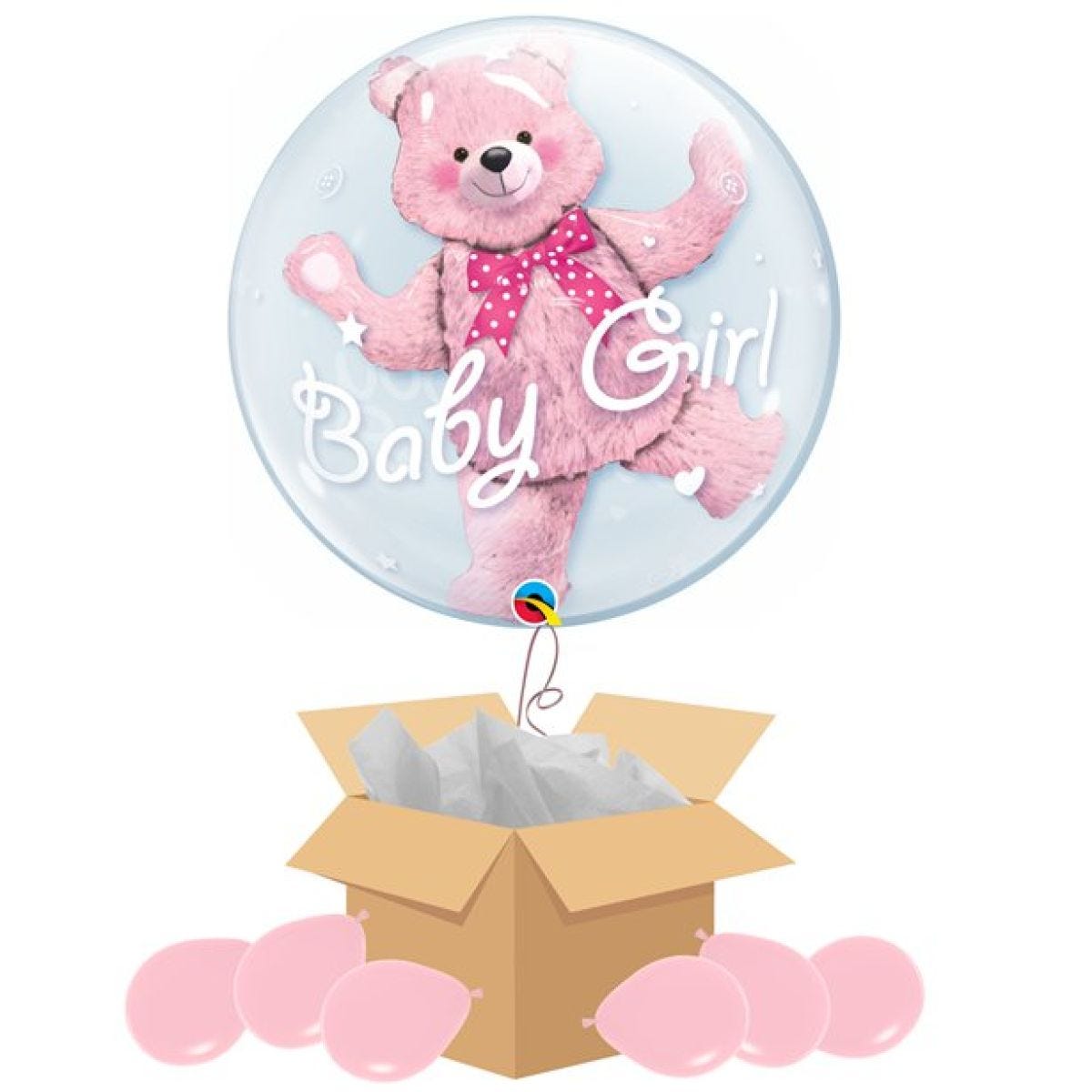 Baby Girl Double Bubble Balloon - Delivered Inflated