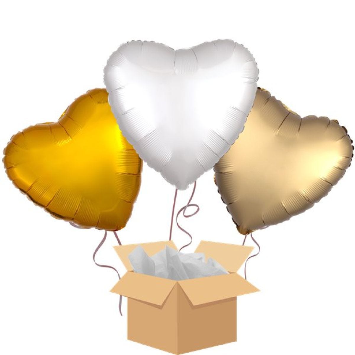 Gold Hearts Balloon Bouquet - Delivered Inflated