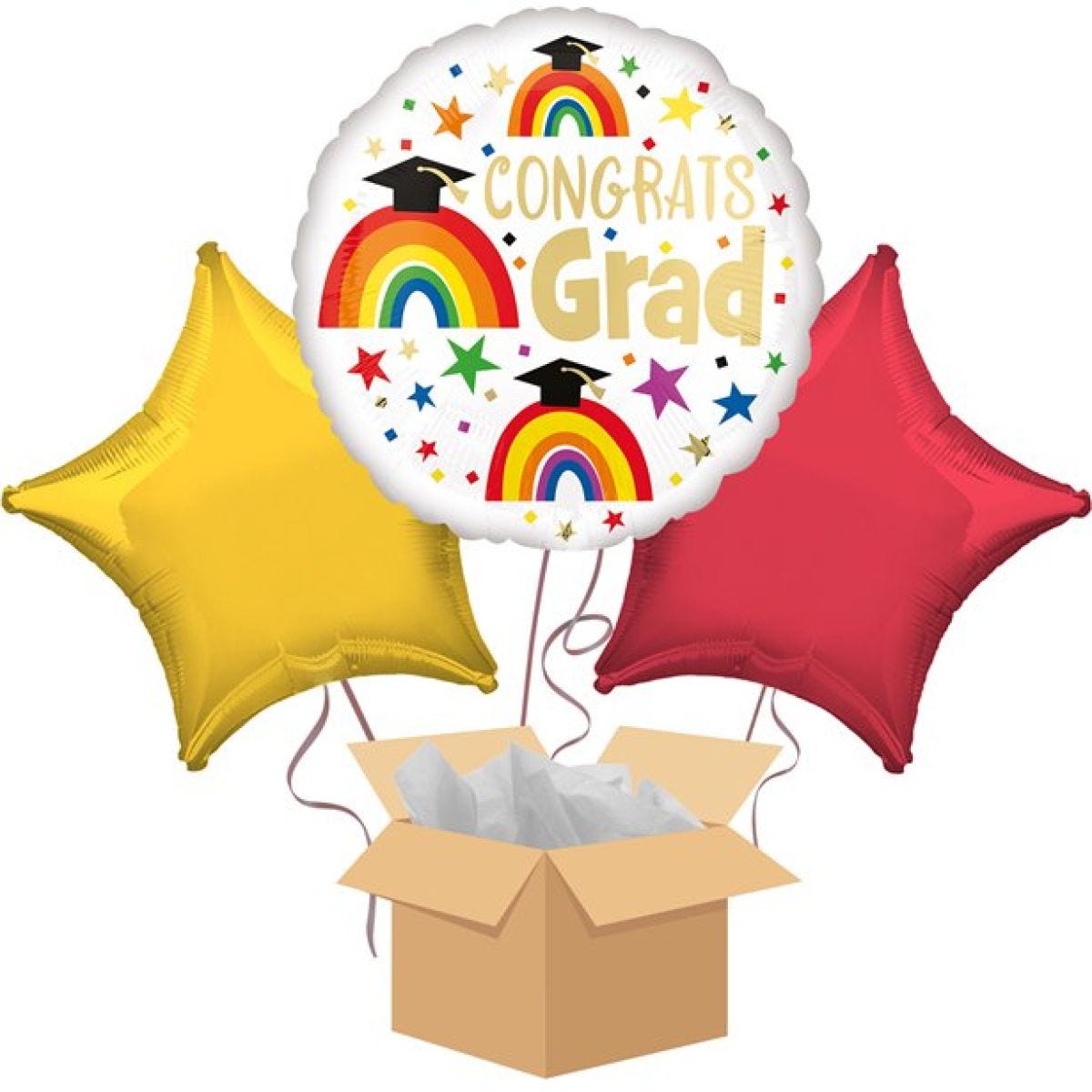 Congrats Grad Rainbow Balloon - Delivered Inflated