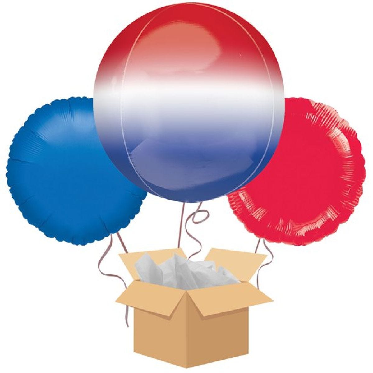 Red White and Blue Balloon Bouquet - Delivered Inflated