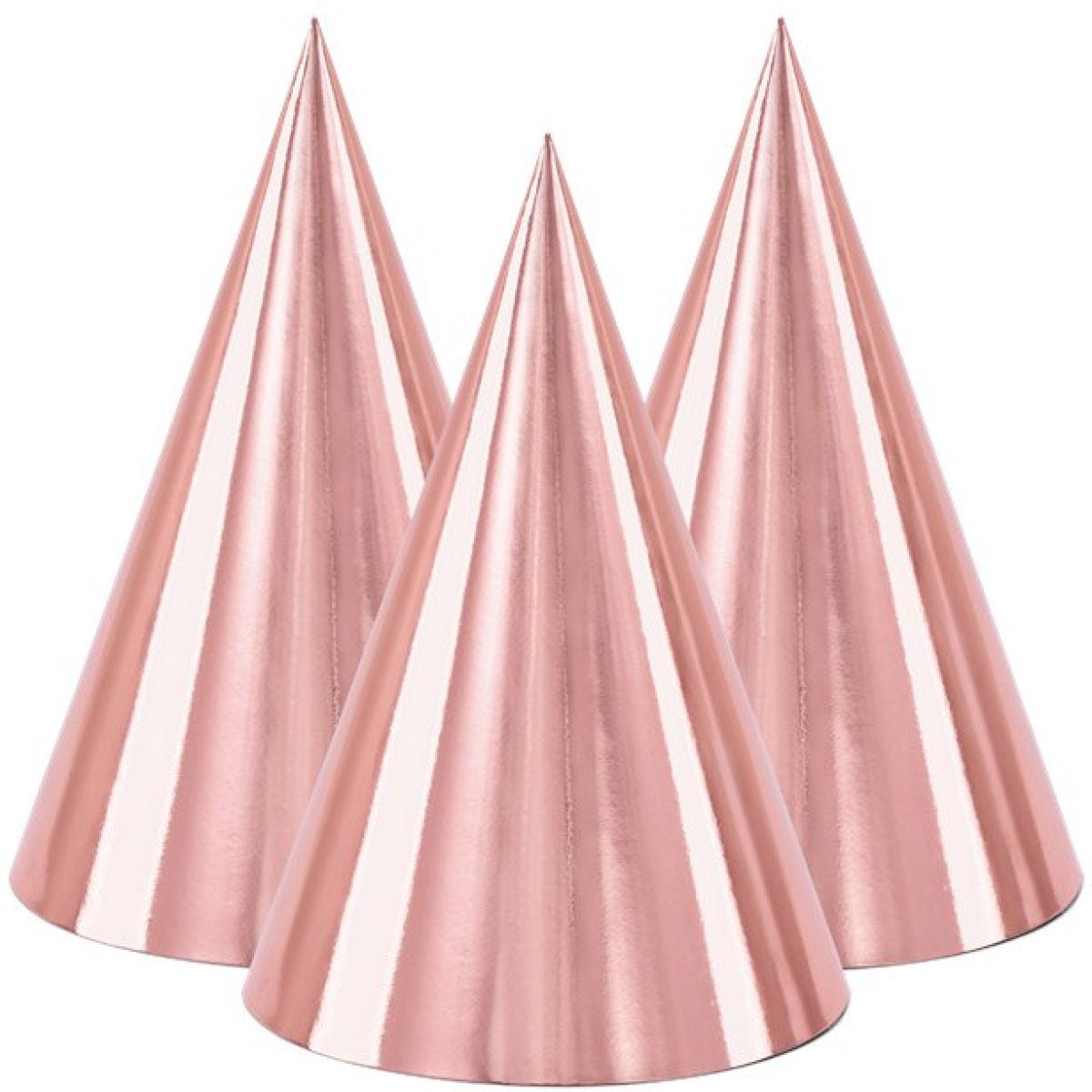 Rose Gold Metallic Cone Hats (6pk)