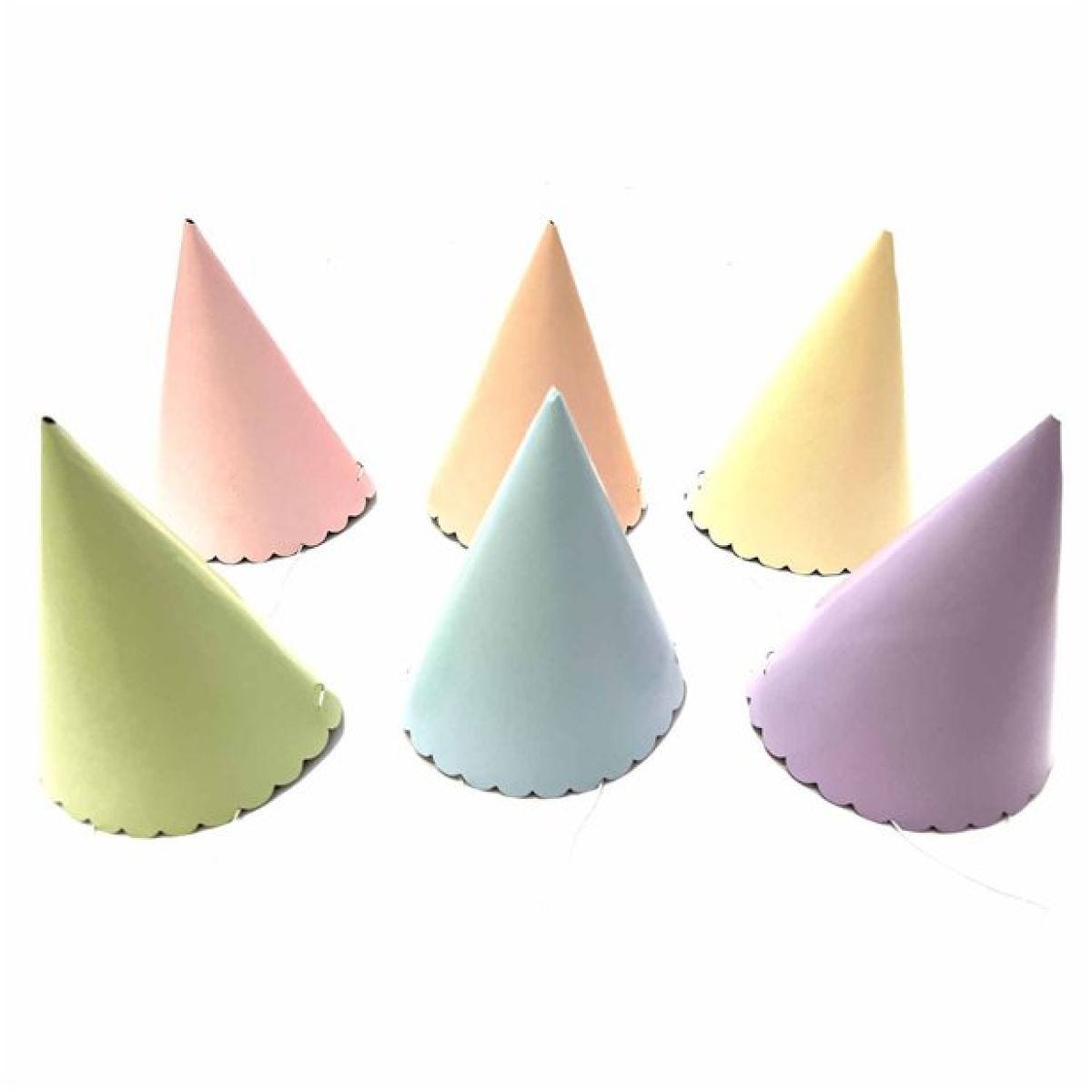 Pastel Assorted Paper Party Hats (6pk)