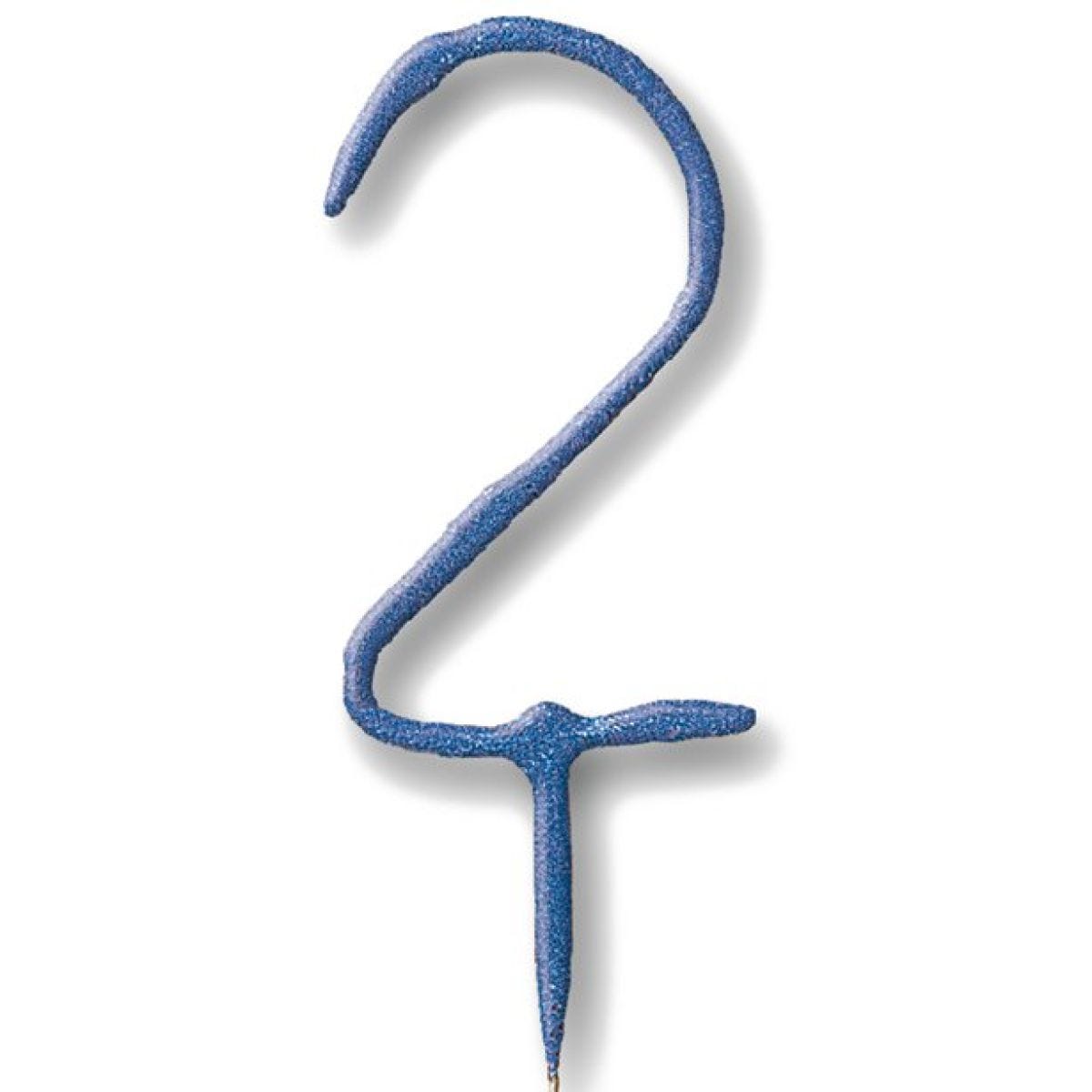 Blue Number 2 Sparkler Candle - 7"