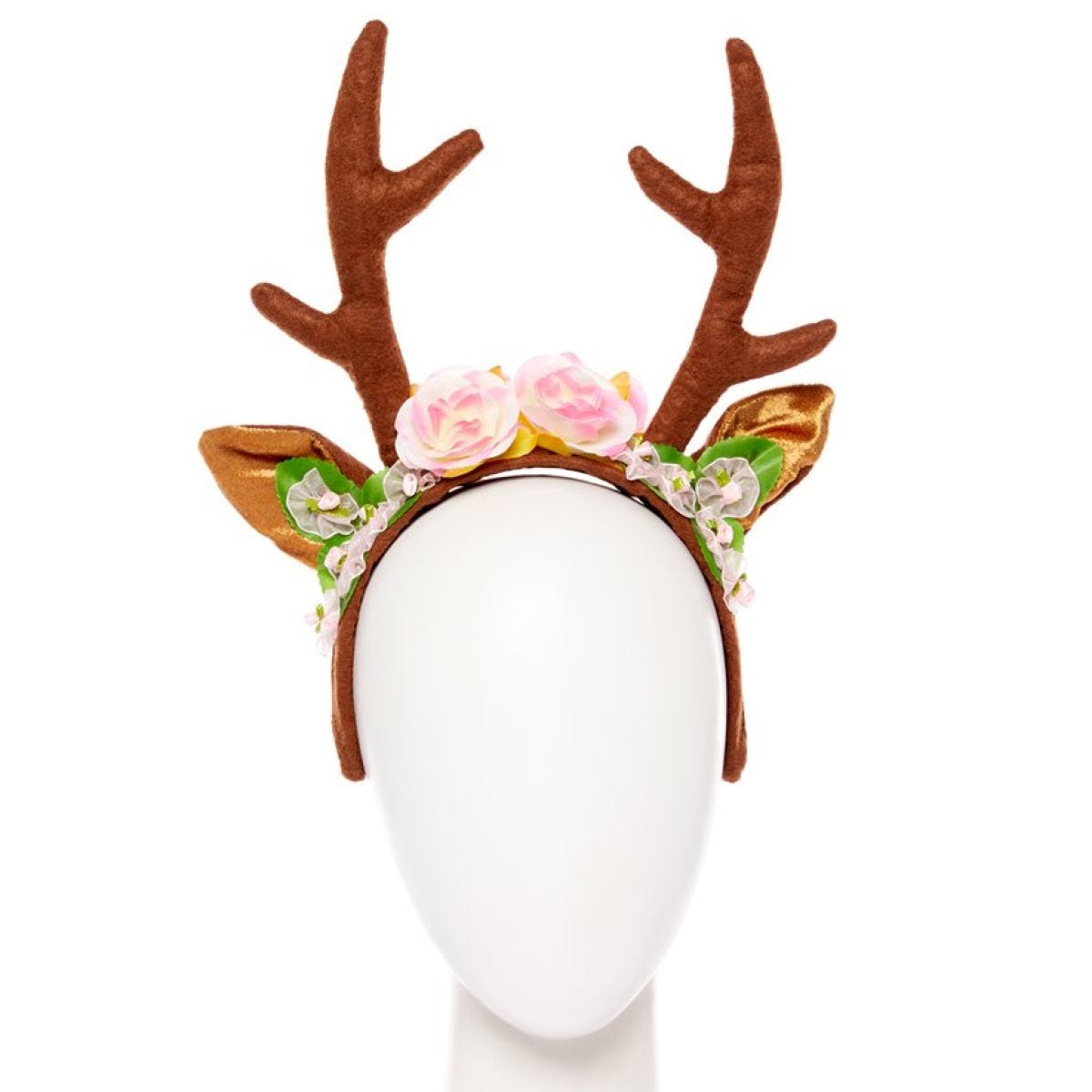 Pink  Floral Reindeer Headband