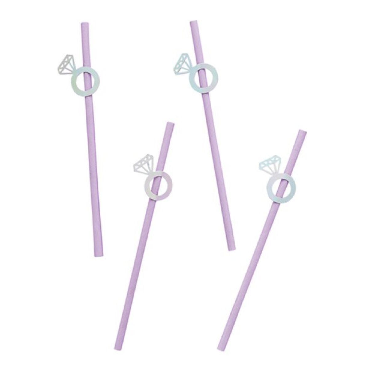 Bride Squad Diamond Ring Paper Straws - 20cm (20pk)