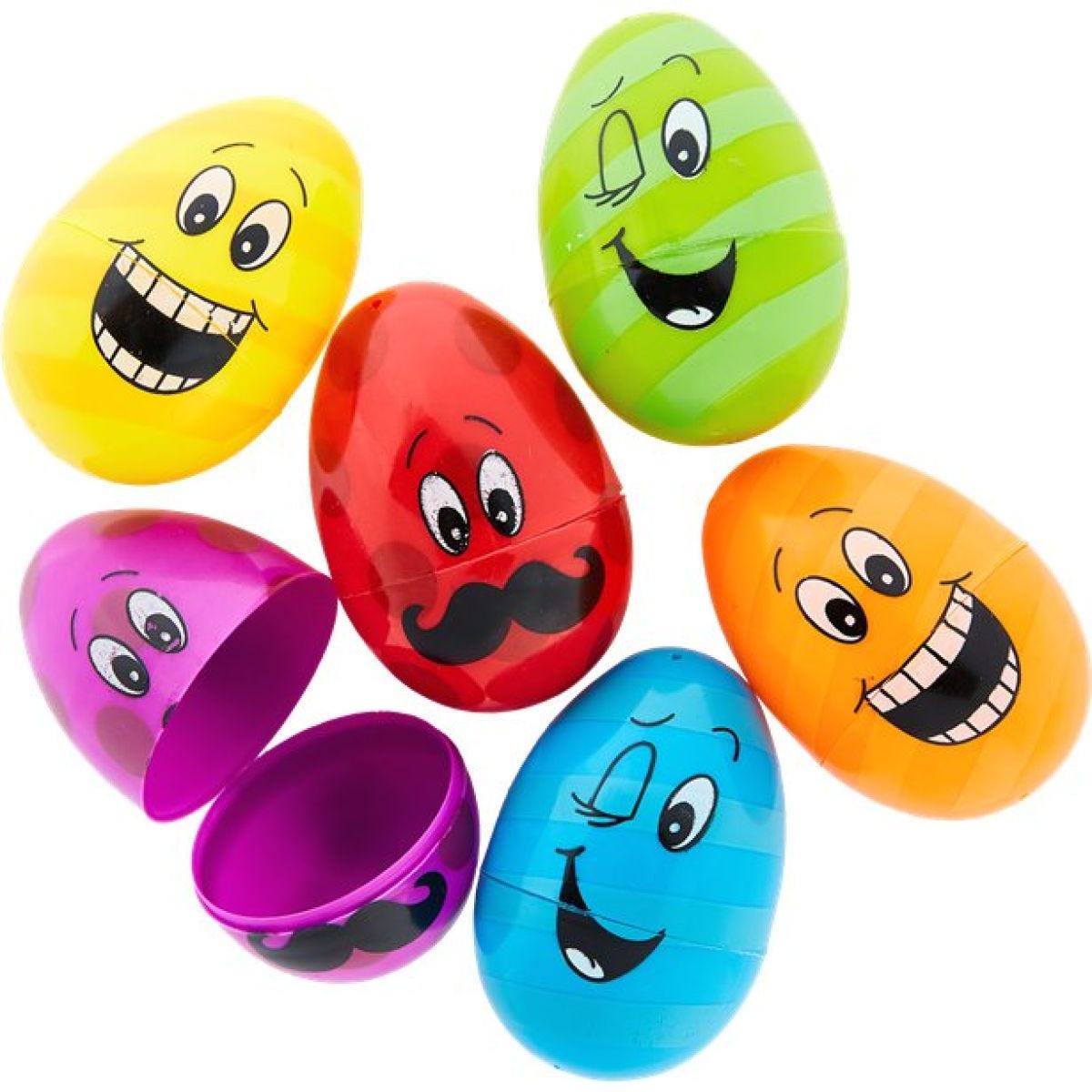 Large Funny Face Fillable Eggs - 8cm (6pk)