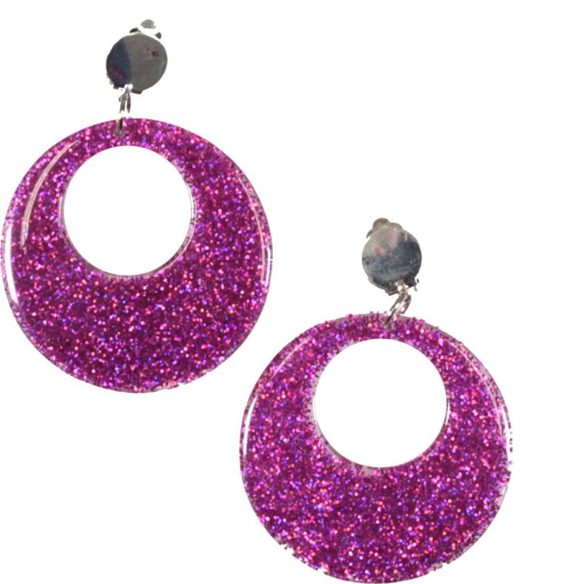 Pink Glitter Mod Earrings