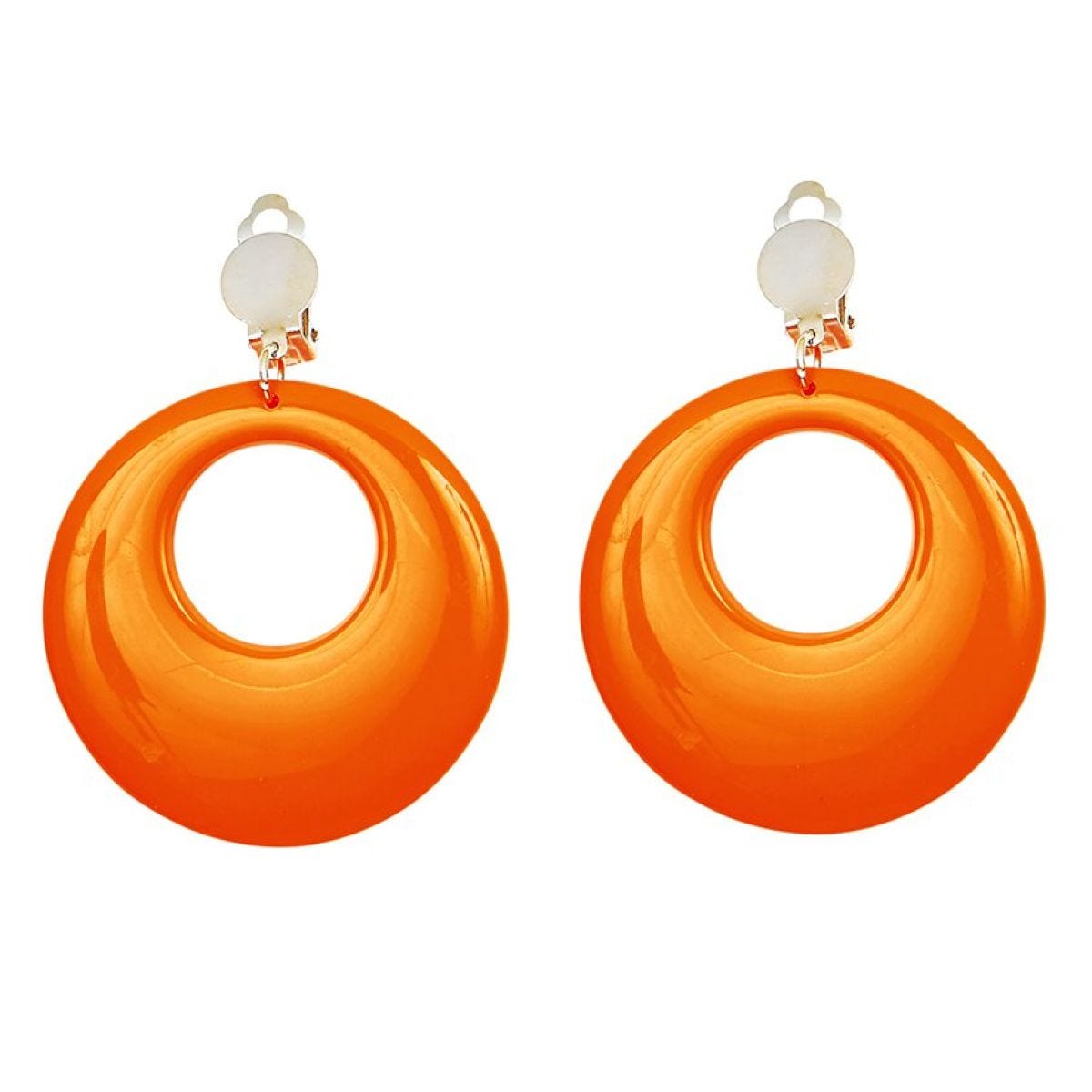 Neon Orange 80&apos;s Earrings