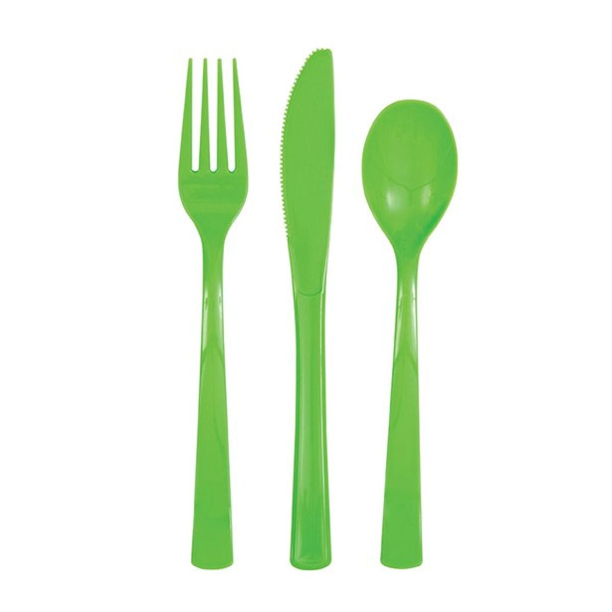 Lime Green Reusable Plastic Cutlery Set - 18pk