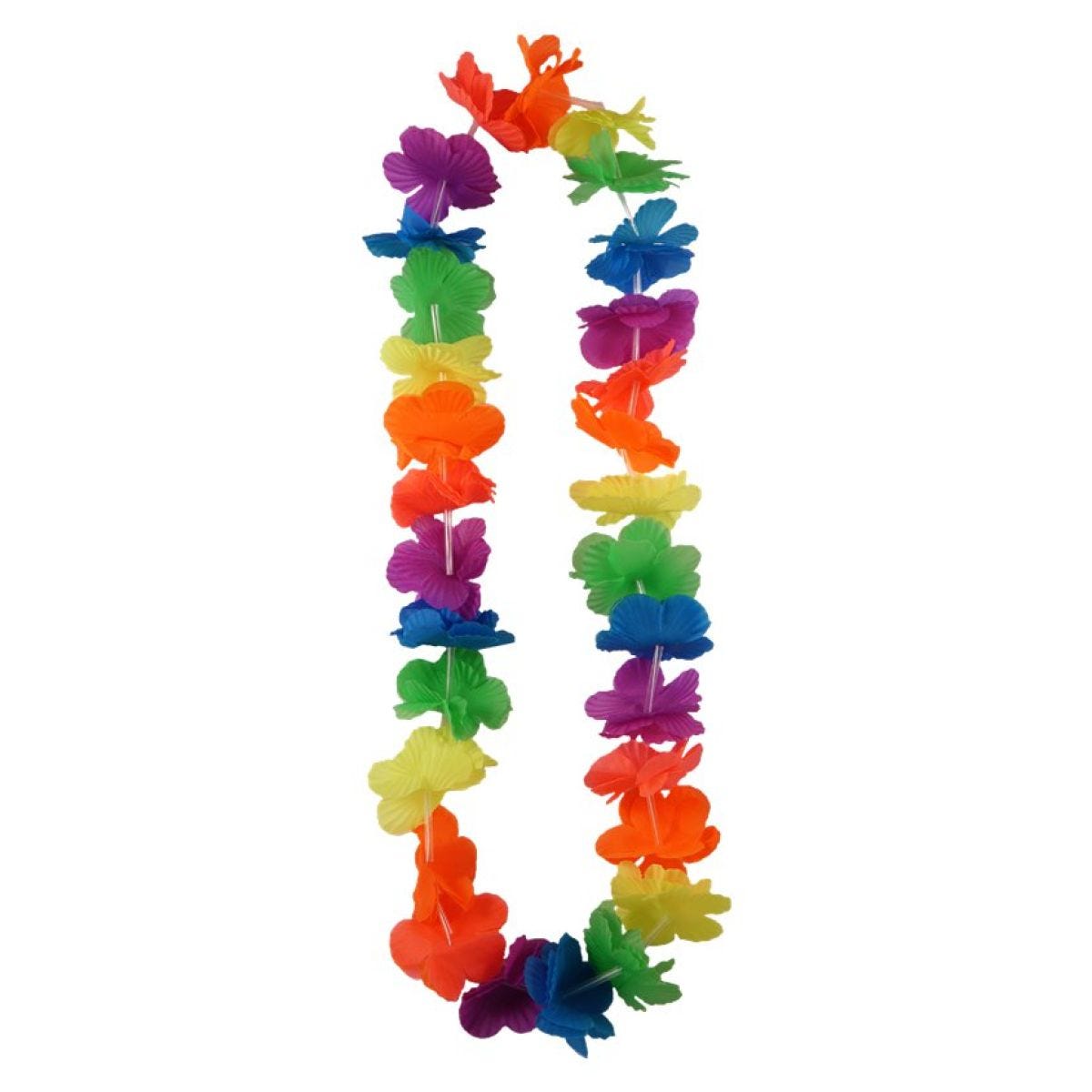 Multi Neon Rainbow Hawaiian Lei - 100cm