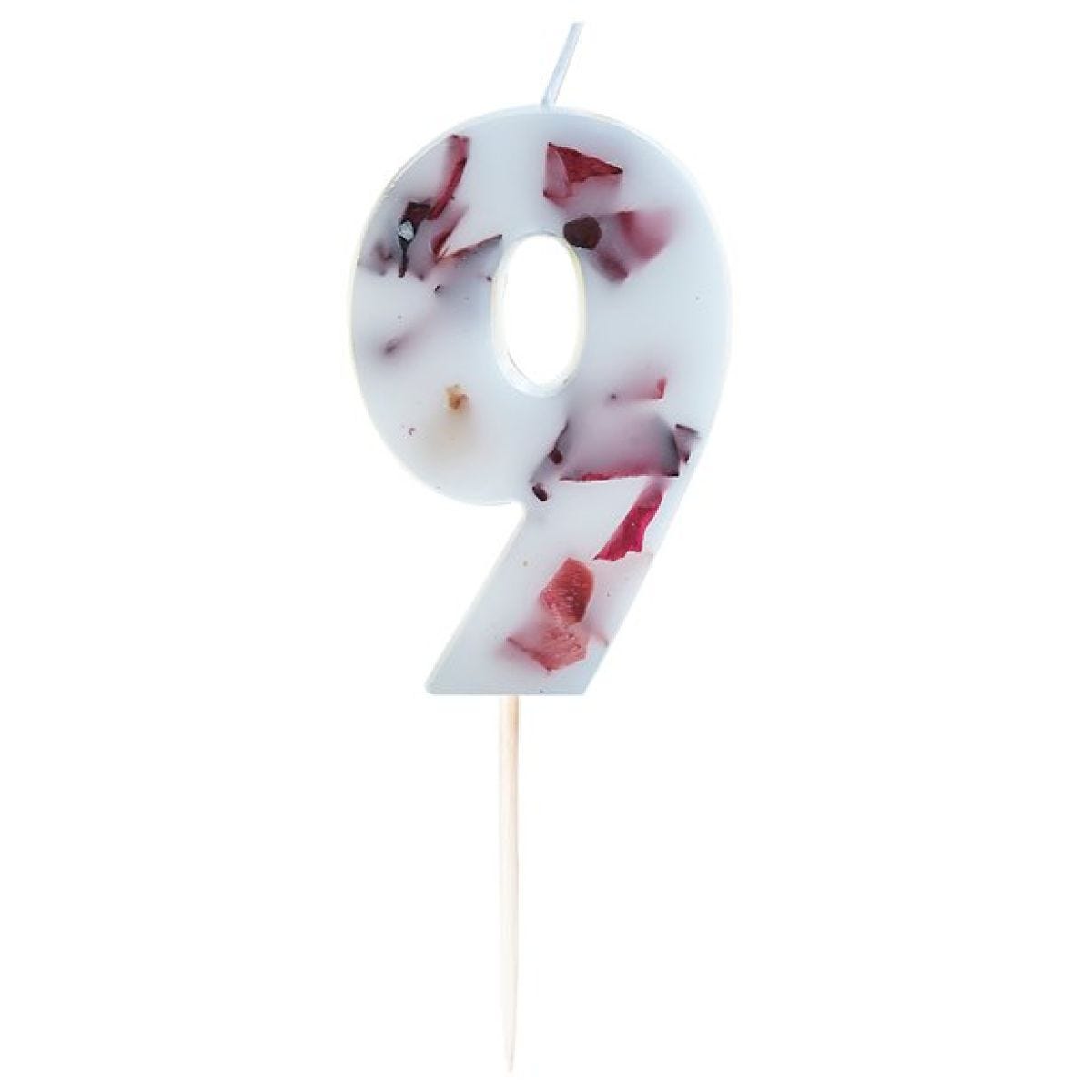 Pressed Petal Number 9 Birthday Cake Candle