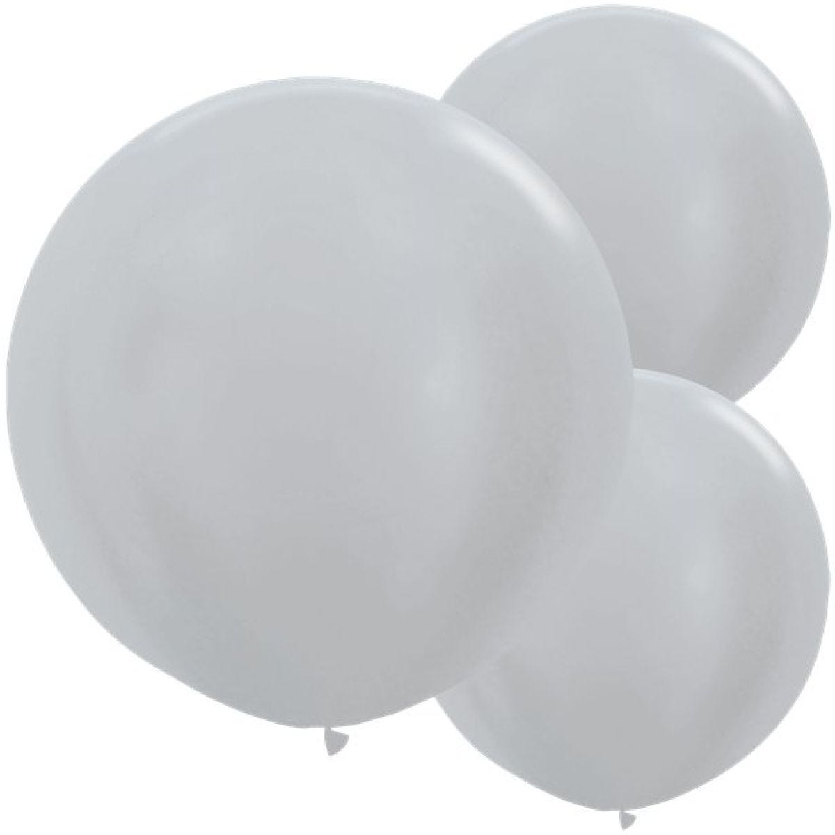 Satin Silver Balloons - 24" Latex