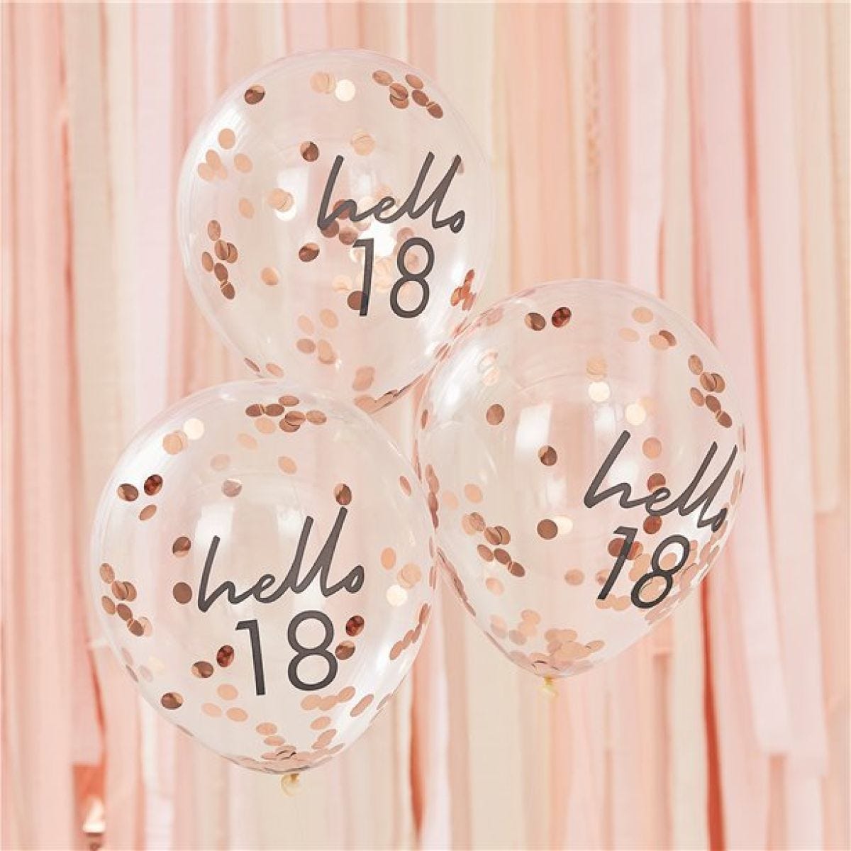 Mix It Up Hello 18 Rose Gold Confetti Balloons - 12"