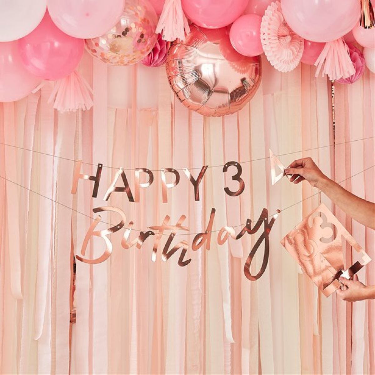 Mix It Up Rose Gold Customisable Age Birthday Paper Banner - 1.5m