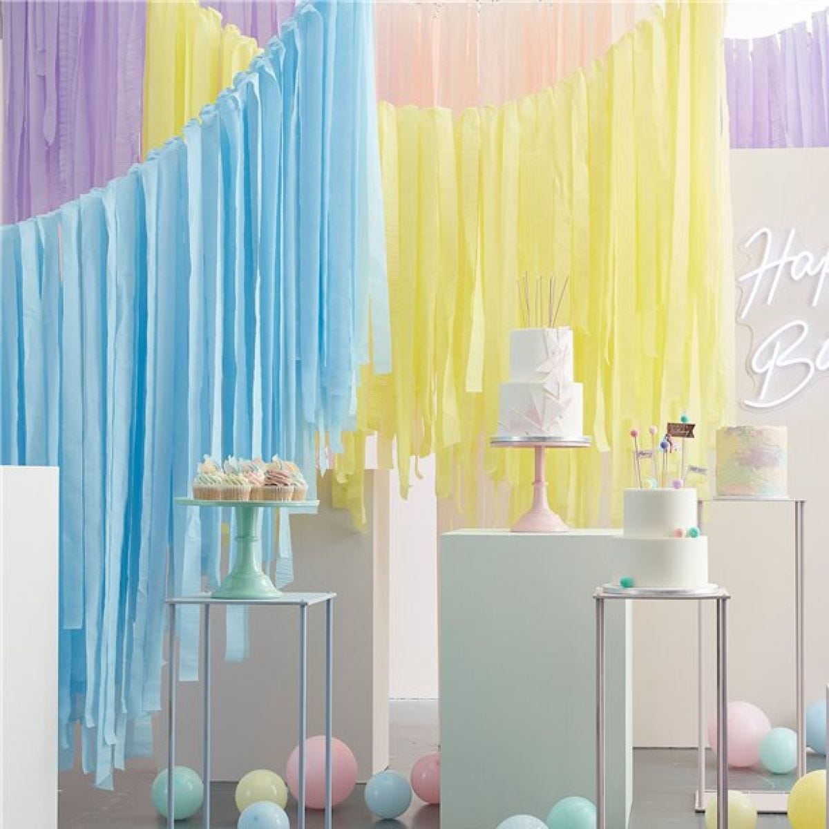 Mix It Up Pastel Streamer Ceiling Decoration