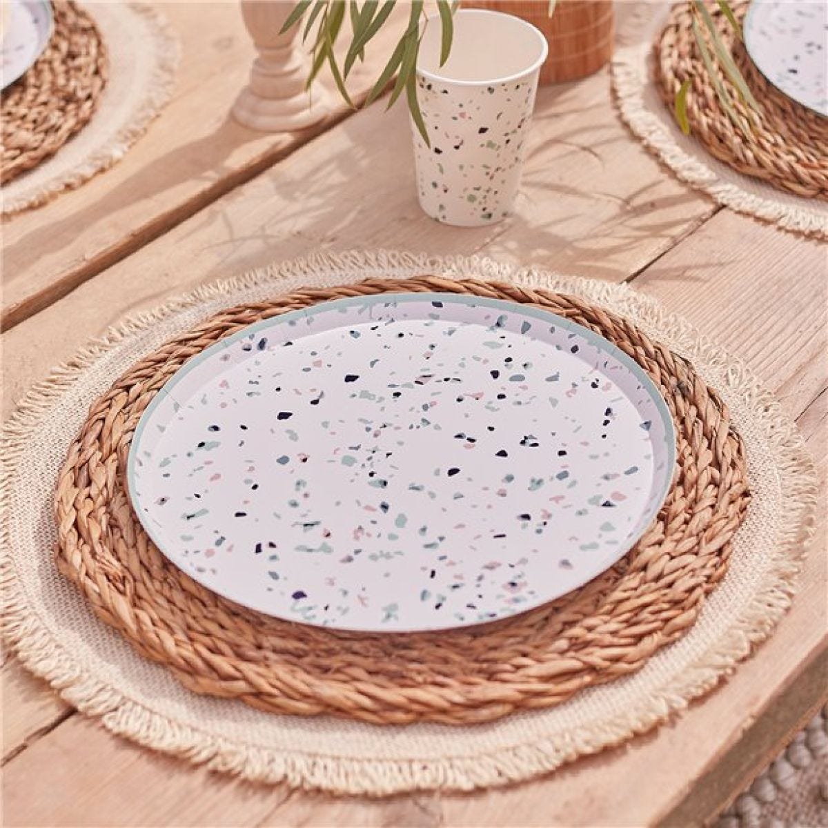 Mix It Up Mint Terrazzo Eco Paper Plates - 25cm (8pk)