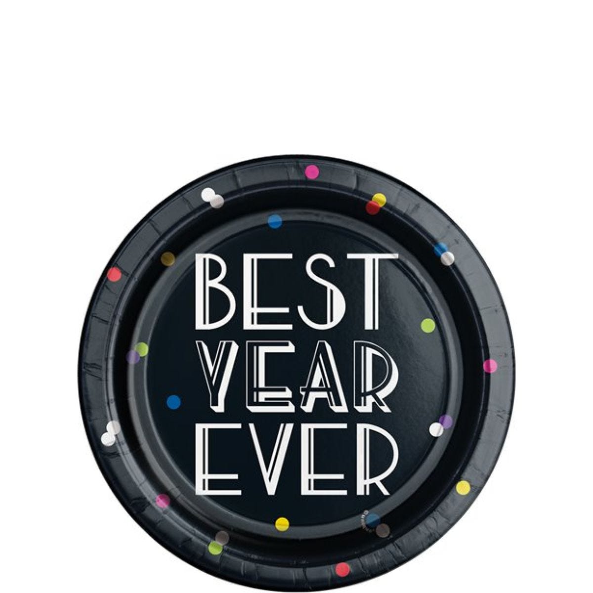 Neon Dots New Year Paper Plates - 18cm (8pk)